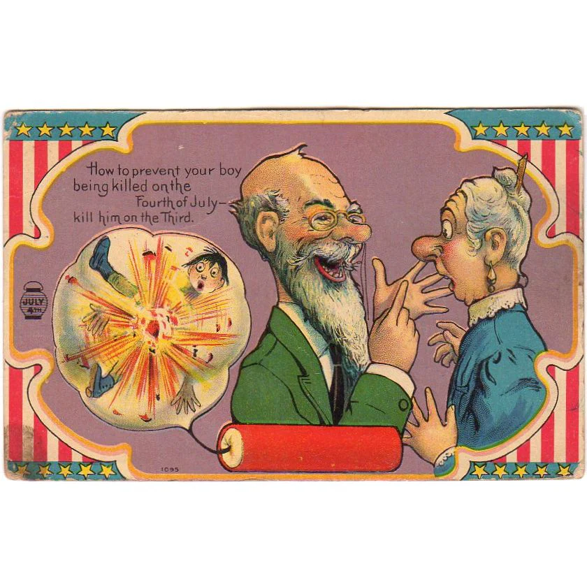 How_to_Prevent_Boy_Being_Killed_Antique_4th_of_July_Embossed_Postcard_1