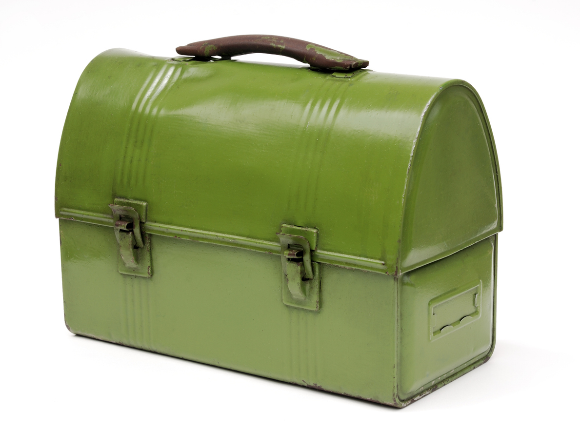 Vintage green metal workman’s lunch box